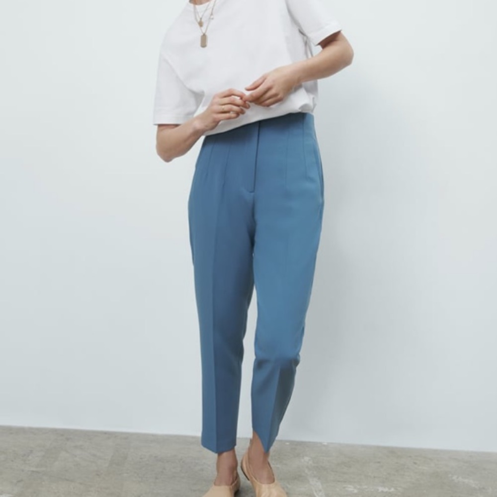 NWOT Zara Dusty Blue High Waisted Pants